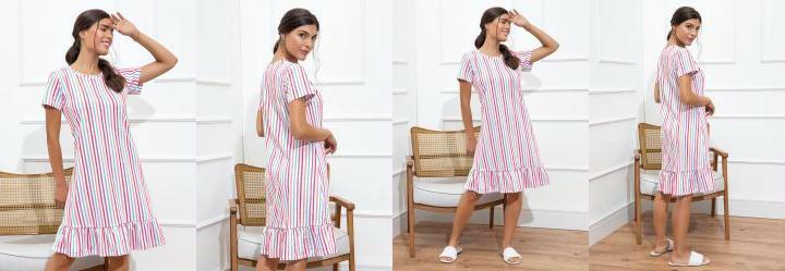 Camisola com Babado Listrado