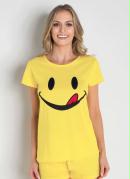 Camiseta de Pijama Amarela com Estampa