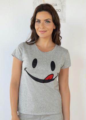 Camiseta de Pijama (Mescla) com Estampa