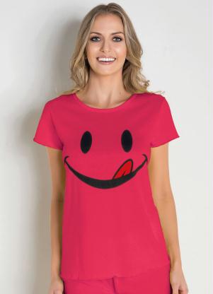 Camiseta de Pijama (Pink) com Estampa