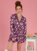 Pijama com Botões Frontais Lhama 