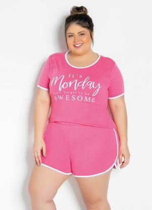 Pijama Contornada Por Friso Contrastante (Pink)