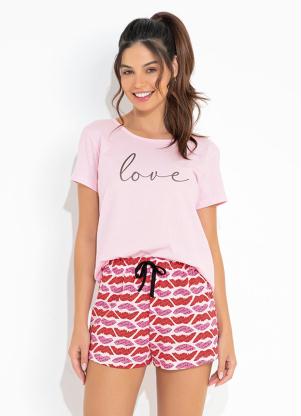 Pijama Curto com Shorts Estampado (Beijo)