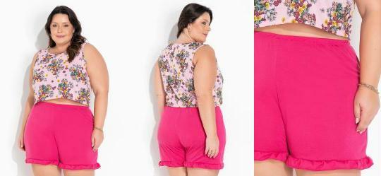 Pijama Plus Size Floral Botnico Curto