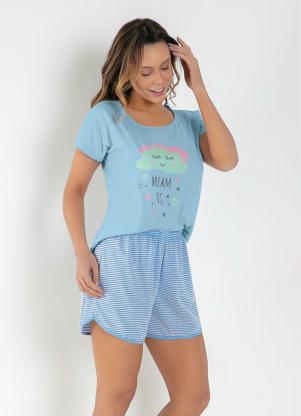 Pijama que Brilha no Escuro (Azul/Listra)