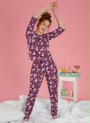 Pijama com Detalhe de Amarração na Blusa Lhama 