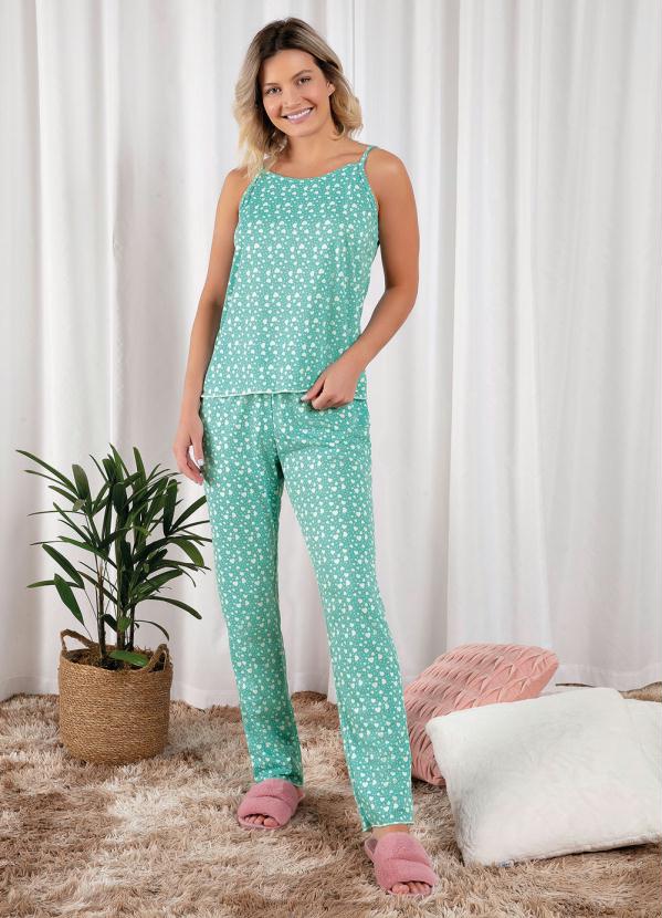 Pijama Longo (Coração Verde Água)