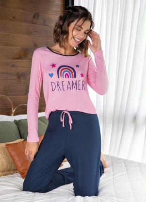 Pijama Longo (Rosa/Marinho)
