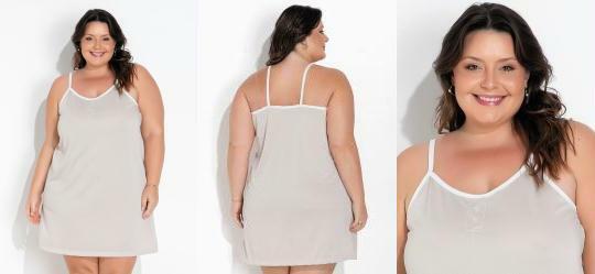 Camisola Plus Size Bege com Botes Decorativos