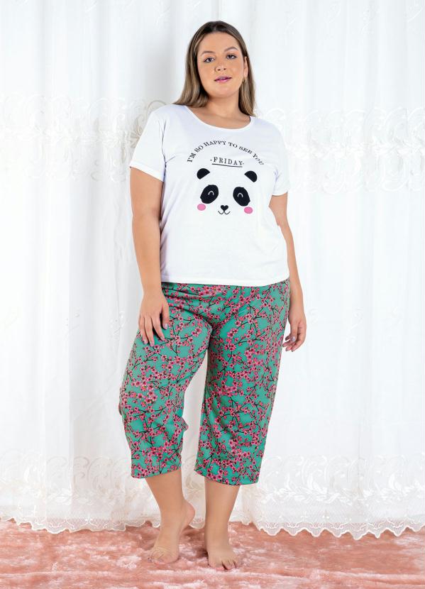 Pijama Capri com Estampa (Branco/Floral)