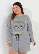 Pijama Plus Siza Mescla com Estampa Frontal