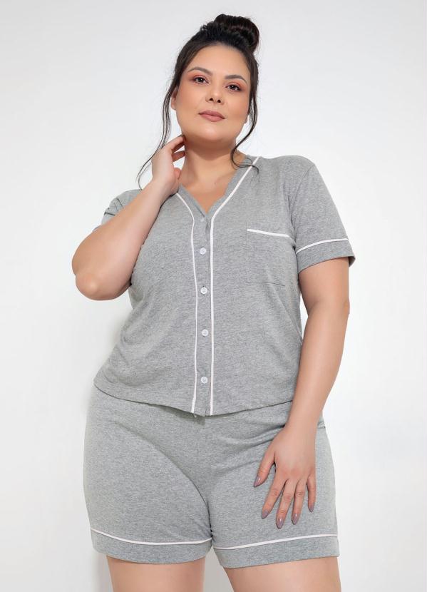 Pijama Plus Size (Mescla) de Vis com Botes