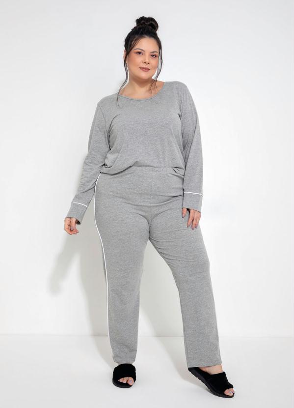 Pijama Plus Size (Mescla) Longo com Vis