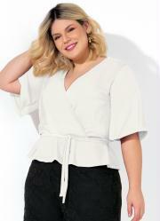 Blusa Off White Mangas 3/4.