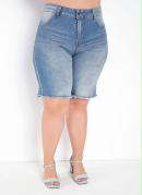 Bermuda Jeans Barra Desfiada Sawary Plus Size