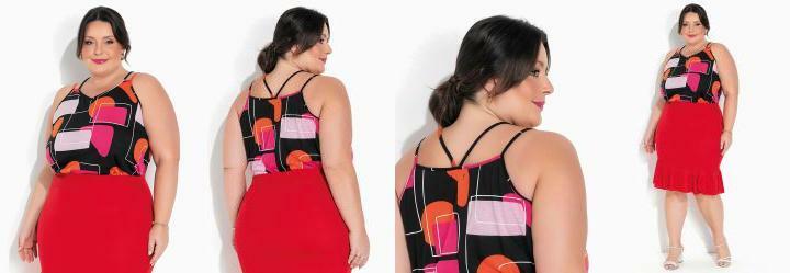Blusa de Alas Geomtrica Preta Plus Size