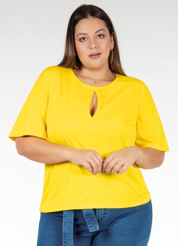 Blusa (Amarela) com Gota no Decote Plus Size