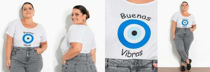 Blusa Branca com Estampa Plus Size