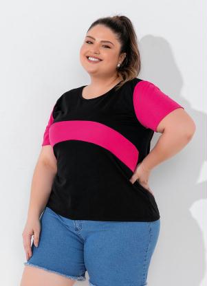 Blusa (Preta e Pink) com Recorte Plus Size