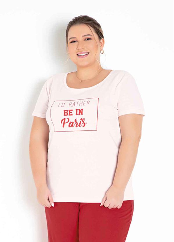 Blusa (Rosa Claro) com Estampa na Frente Plus Size