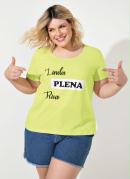 Blusa Verde Lima com Estampa Plus Size