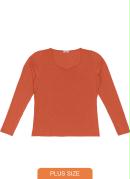 Blusa Decote Quadrado Manga Longa Laranja 