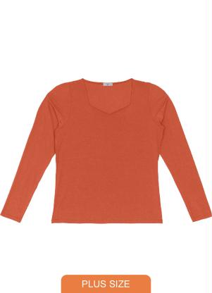 Blusa Decote Quadrado Manga Longa (Laranja)