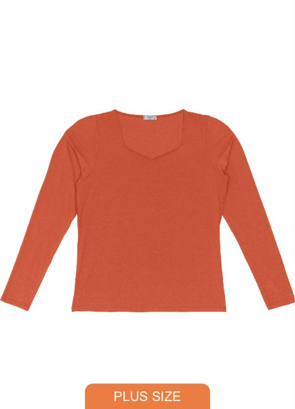 Blusa Decote Quadrado Manga Longa (Laranja)