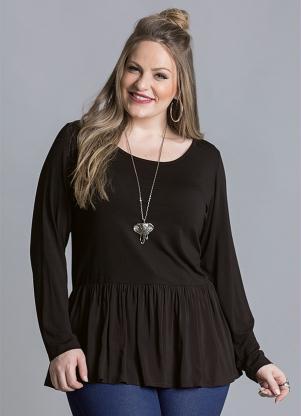 Blusa Peplum (Preta) Plus Size