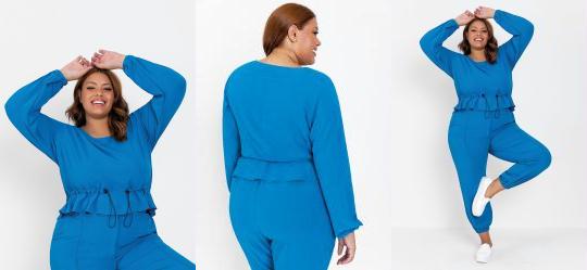 Blusa Plus Size Azul com Regulador