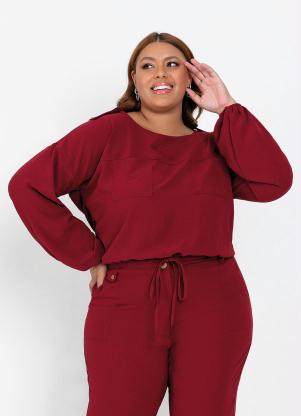 Blusa Plus Size (Vermelha) com Bolsos