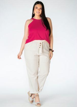Blusa (Pink) Plus Size com Faixa no Decote