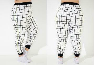 Cala Xadrez Branco com Filete Neon Plus Size
