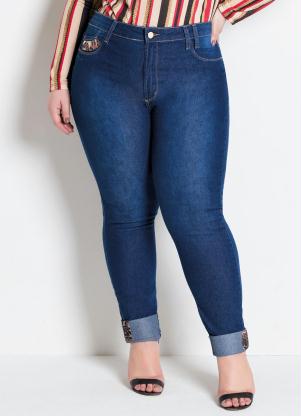 Cala Cigarrete Plus Size (Jeans) com Detalhe Ona