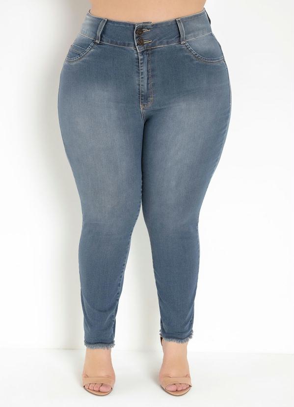Calça (Jeans) Cigarrete Barra Desfiada Plus Size
