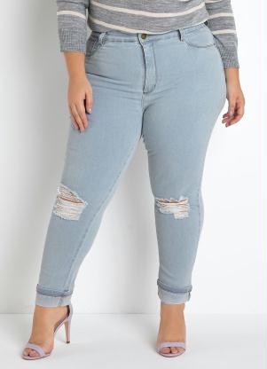 Calça (Jeans Clara) Cropped Sawary Plus Size