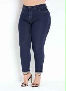 Calça Jeans Cropped com Dobra Plus Size Sawary