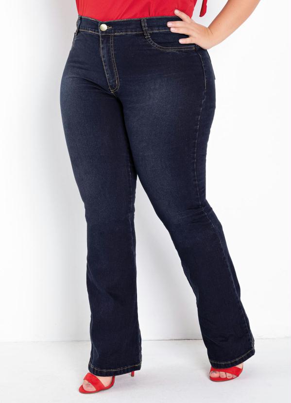 Calça (Jeans Escura) Flare Sawary Plus Size