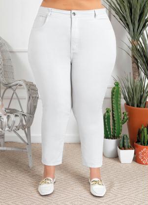 Calça Jeans Plus Size (Branca) com Bolsos