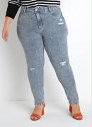 Calça Jeans Push Up Marmorizada Sawary Plus Size