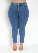 Calça Jeans Skinny com Bolsos Plus Size Sawary