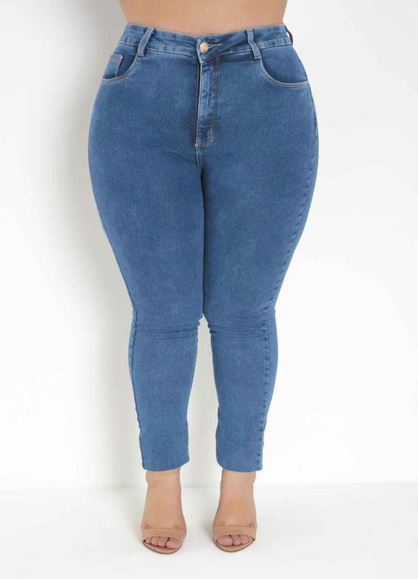 Calça (Jeans) Skinny com Bolsos Plus Size Sawary