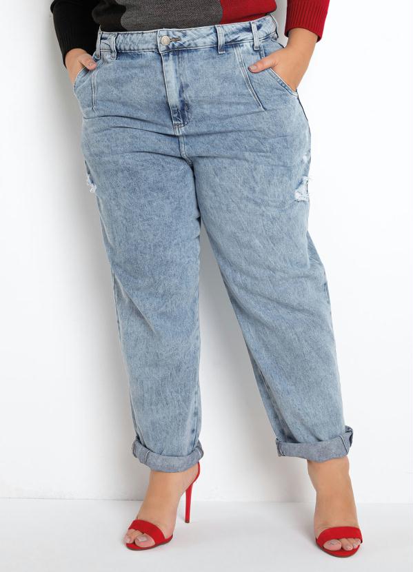 Calça (Jeans) Slouchy Destroyed Sawary Plus Size