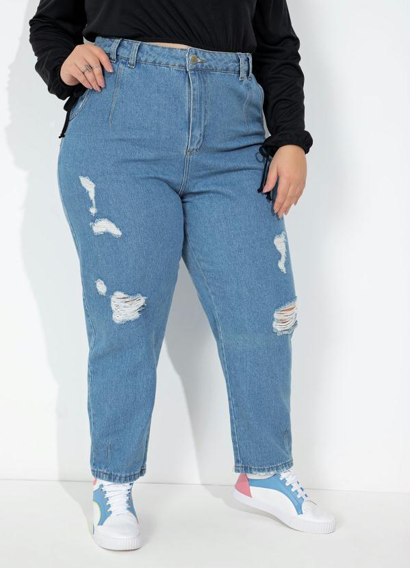 Calça (Jeans) Slouchy Destroyed Sawary Plus Size
