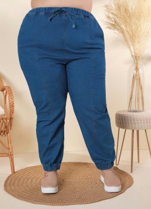 Cala Plus Size (Jeans) com Elstico Cs e Barra