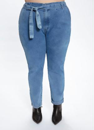 Calça Plus Size (Jeans Médio) com Amarração