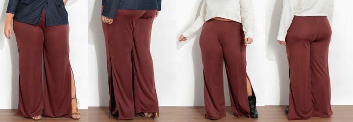 Cala Marrom com Fendas Laterais Plus Size