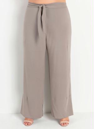 Calça Pantalona (Marrom) com Faixa Plus Size