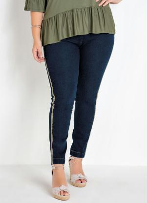 Cala Jeans Skinny Plus Size (Azul) com Detalhe