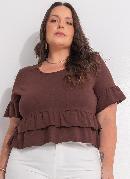 Blusa Marrom em Malha de Algodo